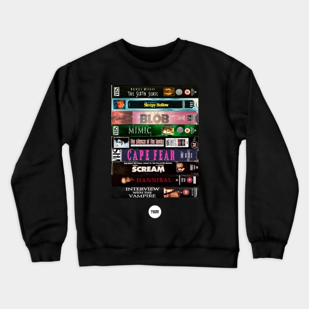 Mix terror VHS stack Crewneck Sweatshirt by visionofbrain